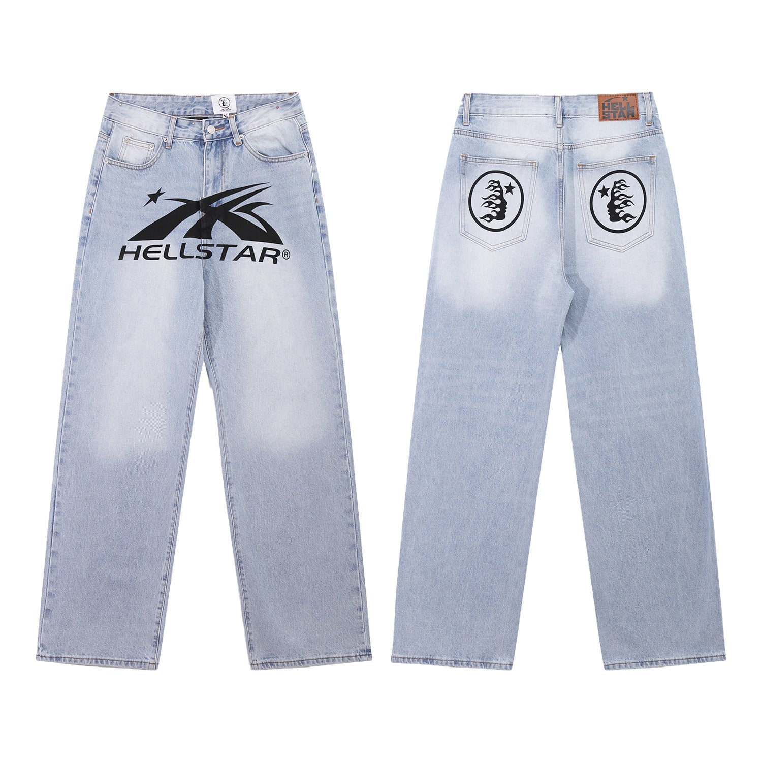 Hellstar Light Blue Sports Logo Denim Jeans