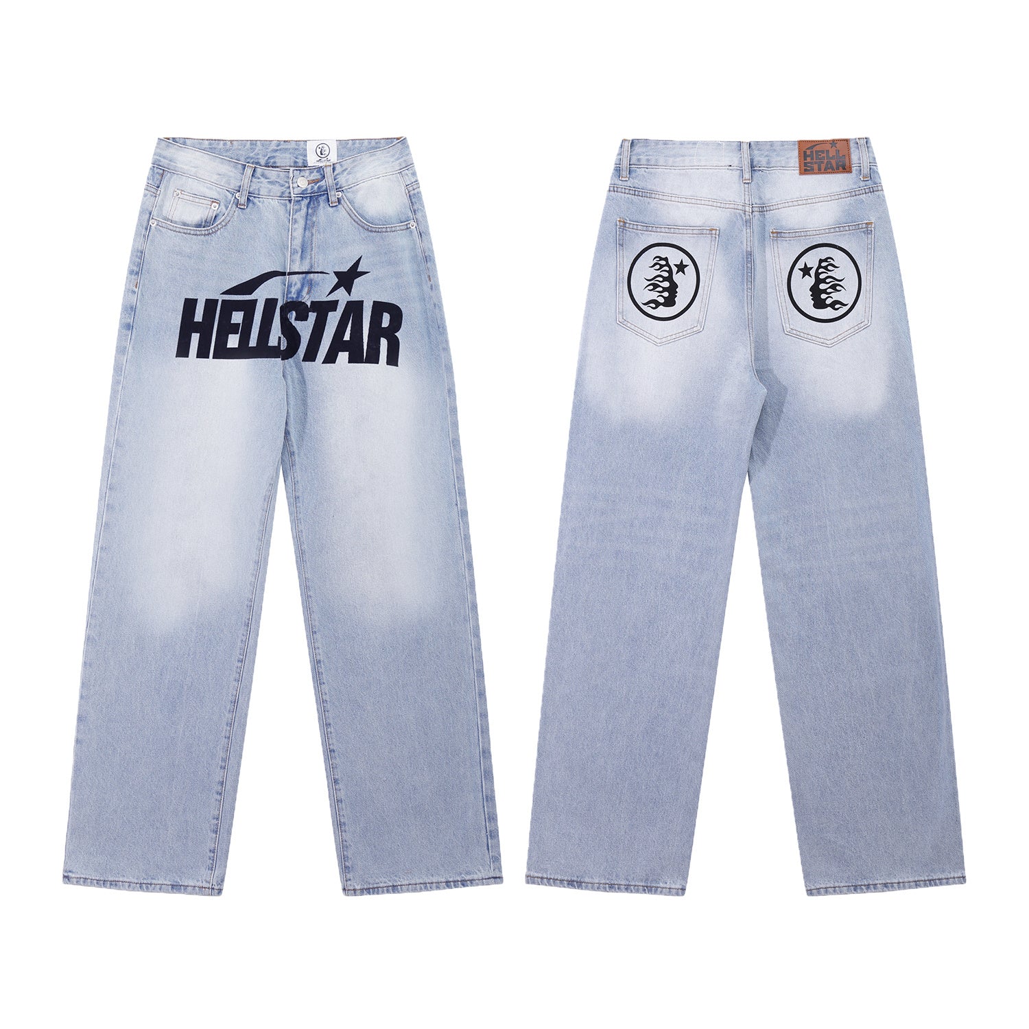 Hellstar Light Blue Crotch Logo Denim Jeans