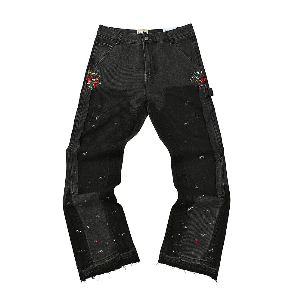 Gallery Dept Double Knee Paint Splatter Black Flare Jeans