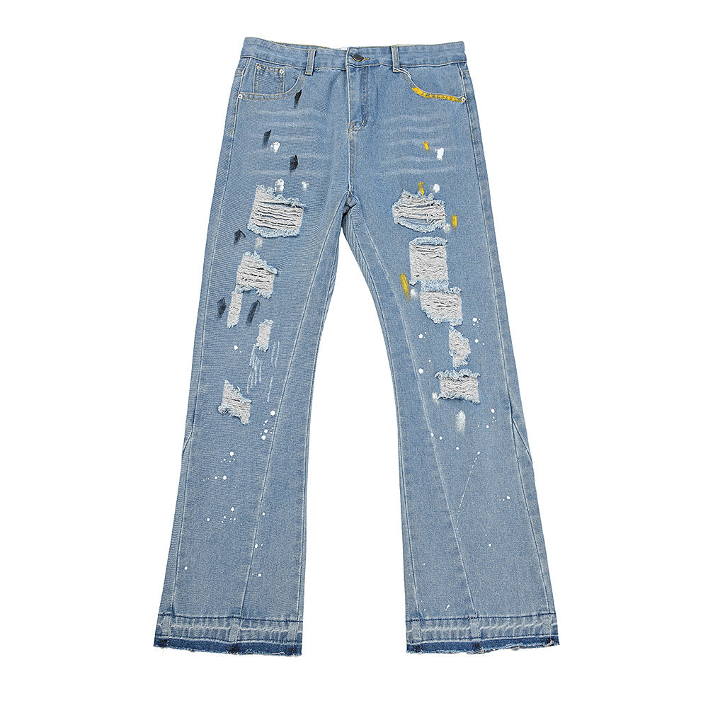 Gallery Dept Distressed Paint Splatter Flare Denim Jeans
