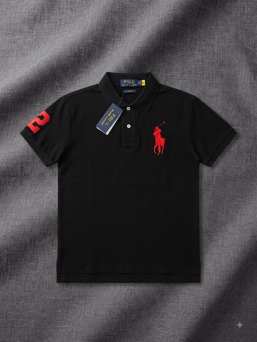 Polo Ralph Lauren Big Pony Mesh Polo Shirt Black/Red